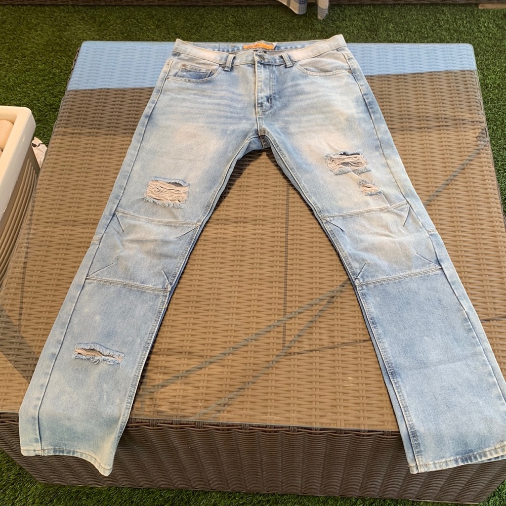 AKU AKU SLIM FIT MENS JEAN, Size 34x32, LIGHT BLUE